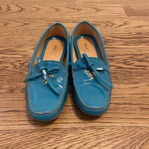 Prada Turquoise Patent Leather Loafers 38.5